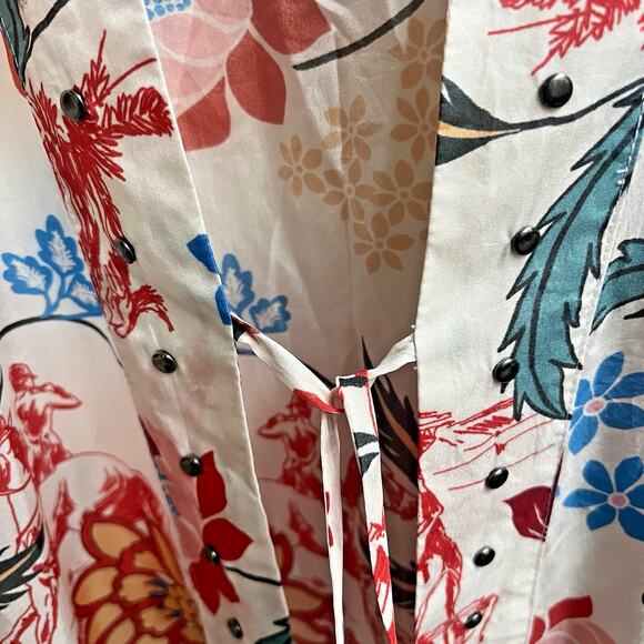 Johnny Was Kimono Studded Front Tie Hanns Print Cardigan Sz S Floral Boho - Picture 6 of 7